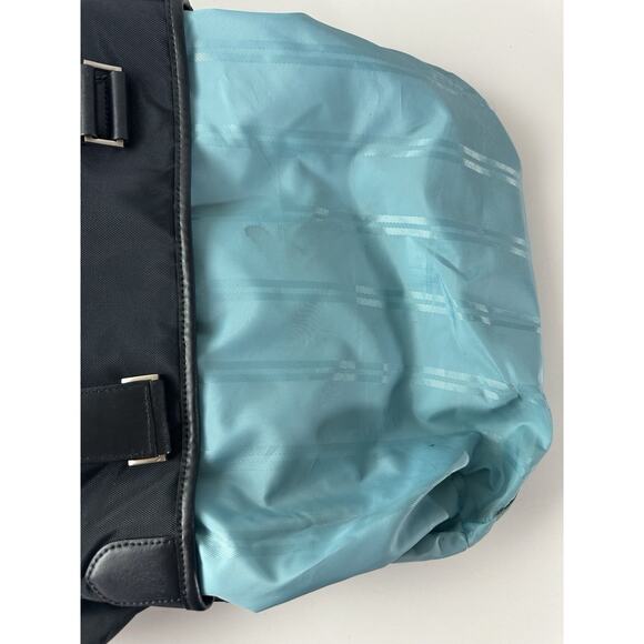 Tumi Leather Trim Nylon Tote Travel Shoulder Bag Black Open Top Zip Pocket - Picture 12 of 16